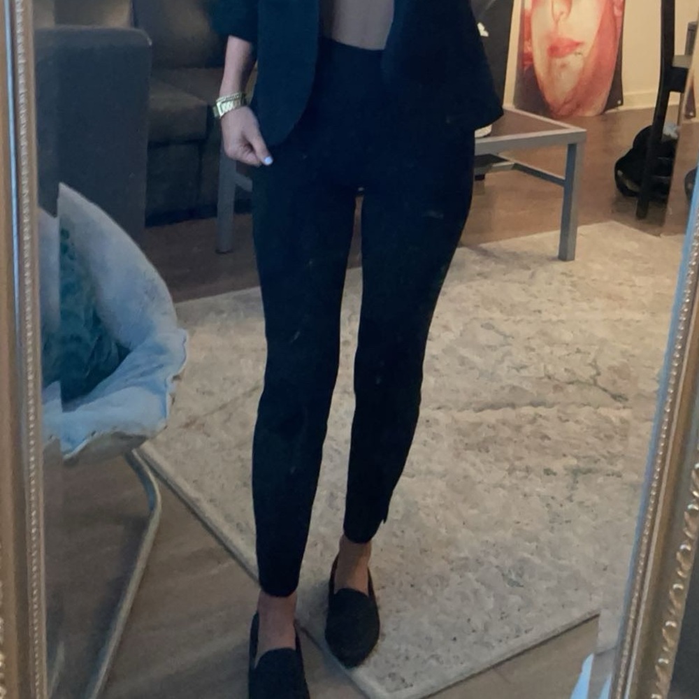 XS Black Fitted Straight Business Pants Side Zip H&M